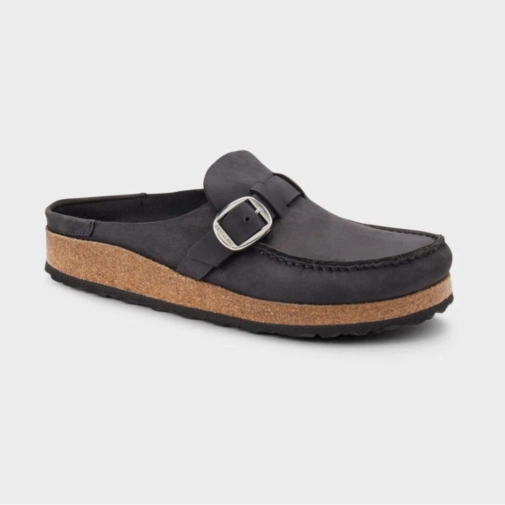 Birkenstock Dark Gray Mules with Buckle
